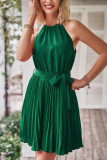 Sleeveless Halter Neck Smocked Dress