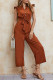 Sleeveless Ruffle Button Up One Piece Jumpsuit