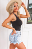 Black One Shoulder Sleeveless Crop Top