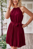 Sleeveless Halter Neck Smocked Dress