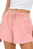 Plain High Waist Drawstring Shorts
