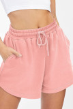 Plain High Waist Drawstring Shorts