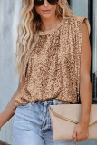 Apricot Sequin Round Neck Tank Top