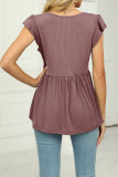 V Neck Splicing Flowy Knitting Top