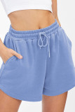 Plain High Waist Drawstring Shorts