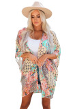 Multicolor Floral Open Sheer Shimmer Kimono