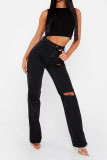 Washed Rip Split Jeans Pants