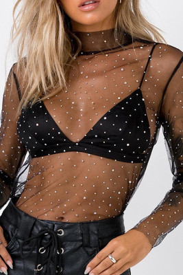 See Through Sheer Mesh Sequin Underwear Top