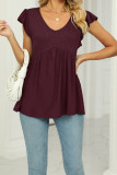 V Neck Splicing Flowy Knitting Top