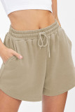 Plain High Waist Drawstring Shorts