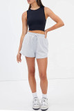 Plain High Waist Drawstring Shorts