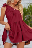 One SHoulder Splicing Smocked Top