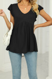 V Neck Splicing Flowy Knitting Top