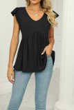 V Neck Splicing Flowy Knitting Top