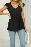 V Neck Splicing Flowy Knitting Top