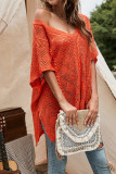 V Neck Geometric Cable Knit Kimono