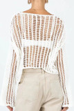 Plain Crochet Knit Hollow Out Kimono