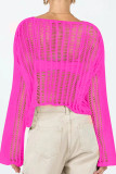 Plain Crochet Knit Hollow Out Kimono