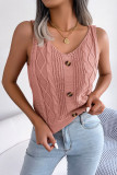 Cable Knitting Button Tank Top