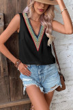 Plain V Neck Colorful Lace edge Tank Top