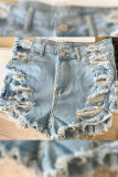 Ripped Raw Hem Distressed Denim SHorts
