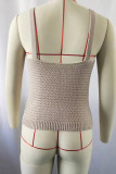 Plain Knitting Eyelet Cami Top