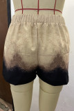 Western Aztec Print Drawstring Shorts with Pockets
