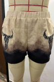 Western Aztec Print Drawstring Shorts with Pockets