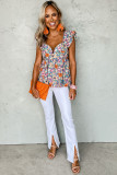 Multicolor Floral Ruffle Straps Sweetheart Peplum Tank