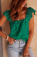Green Lace Crochet Ruffled Square Neck Tank Top