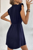 Plain Frilled Collar Mini Dress