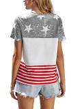 American Star & Striped Splicing Color Block Top