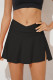 Black Criss Cross Waist Flared Swim Skirt