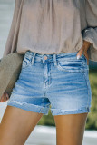Fold Hem Ripped Denim Shorts