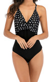 Floral Print Splicing One Piece Swimsuit