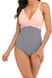 Floral Print Splicing One Piece Swimsuit