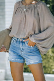 Fold Hem Ripped Denim Shorts