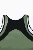 Green Palm Leaves Print Sleeveless Tankini Swimsuit