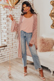 Pink Flare Sleeve Open Front Sequin Kimono