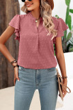 Swiss Dot Short Sleeves Plain Blouse