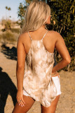 Apricot Floral Print Adjustable Spaghetti Strap V Neck Tank Top