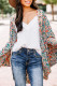 Green Paisley Floral Print Open Front Flowy Kimono