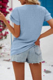 Plain Swiss Dot Double Ruffle Sleeves Top