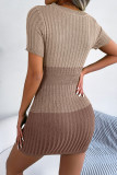 Color Block Open Bust Knit Mini Dress