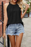 Sleeveless Halter Eyelet Tank Top