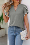 Plain V Neck Tulip Sleeves Top