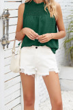 Swiss Dot Ruched Sleeveless Tank Top
