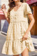 V Neck Buttoned Jacquard Spot Tiered Dress