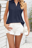 Turndown Collar Plain Tank Top