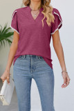 Plain V Neck Tulip Sleeves Top